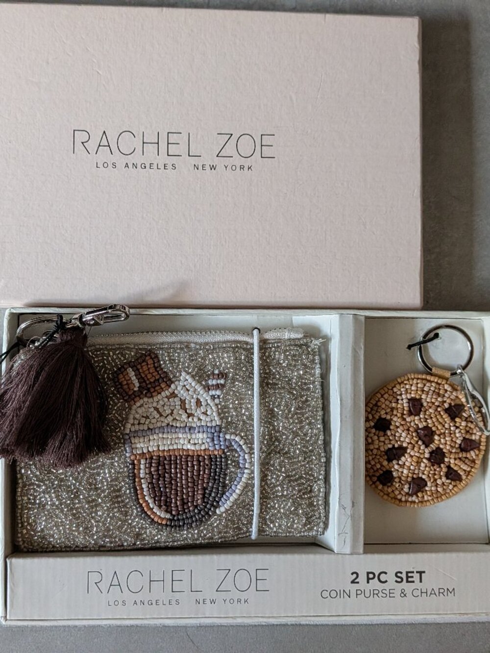 Rachel Zoe Beaded Hot Cocoa Coin Purse & Cookie Charm 2-Piece Gift Set